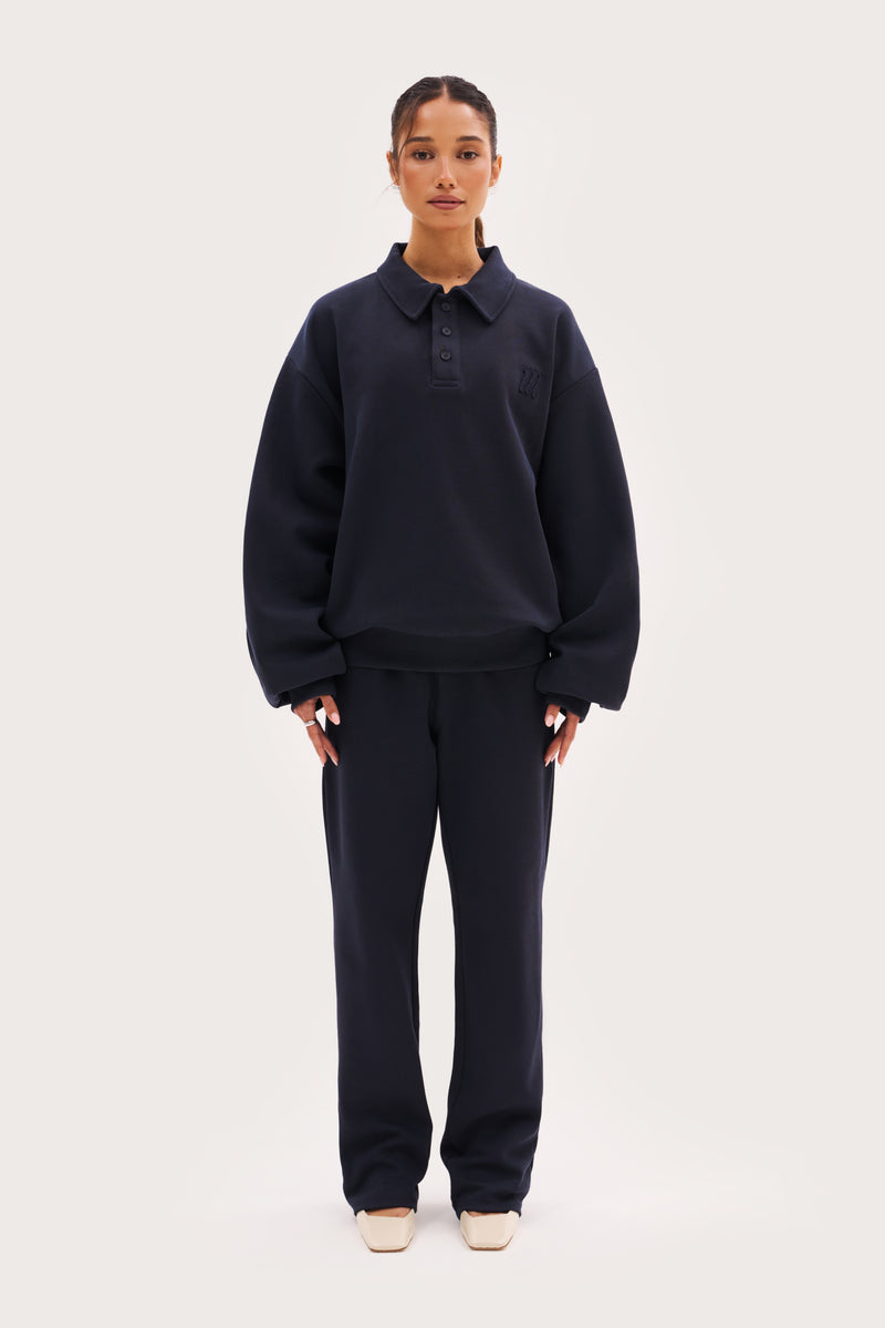 Reworked Daily Errands Collared Sweatshirt - Navy