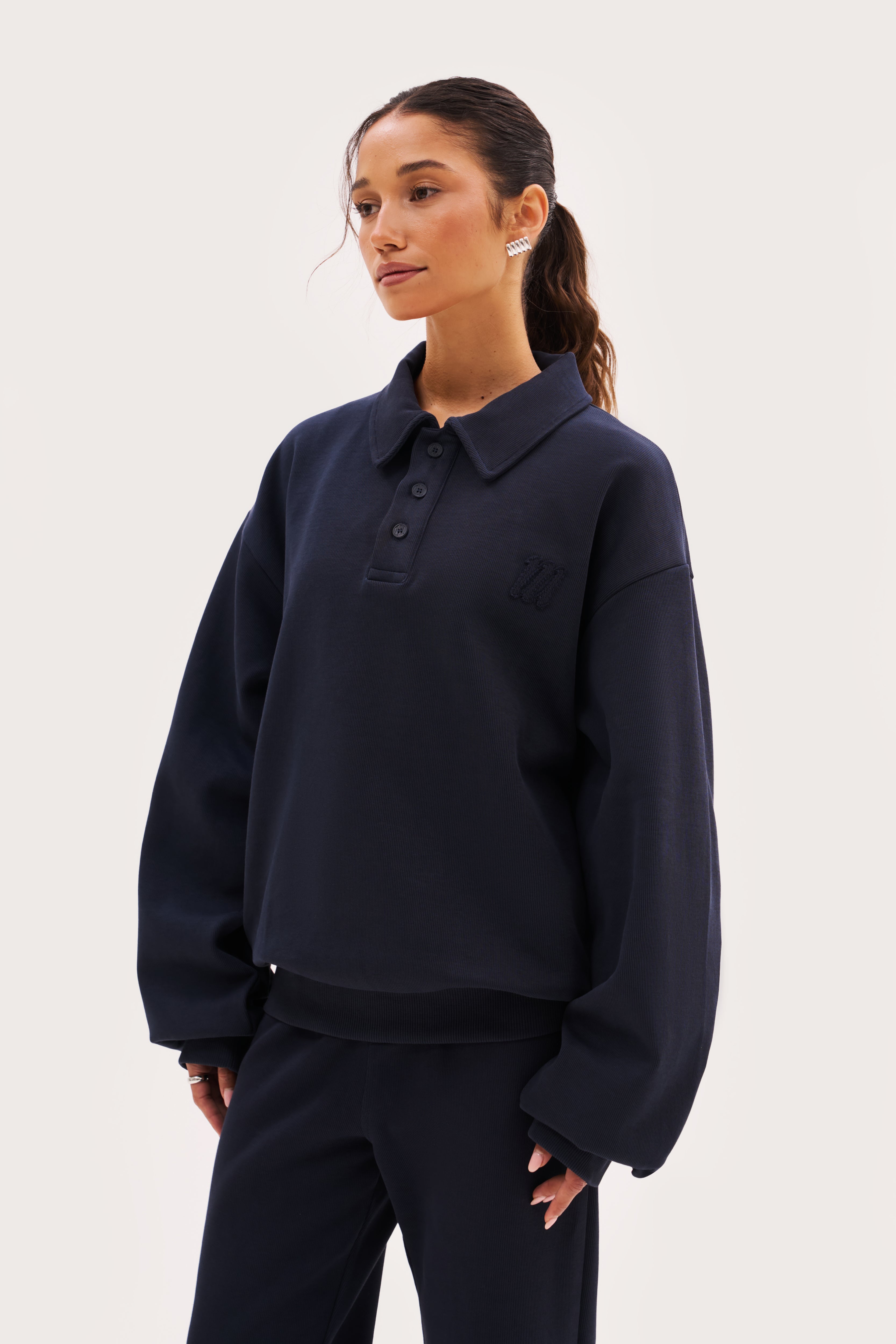 Reworked Daily Errands Collared Sweatshirt - Navy