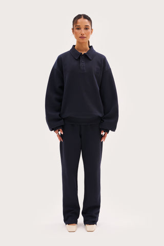 Reworked Daily Errands Collared Sweatshirt - Navy