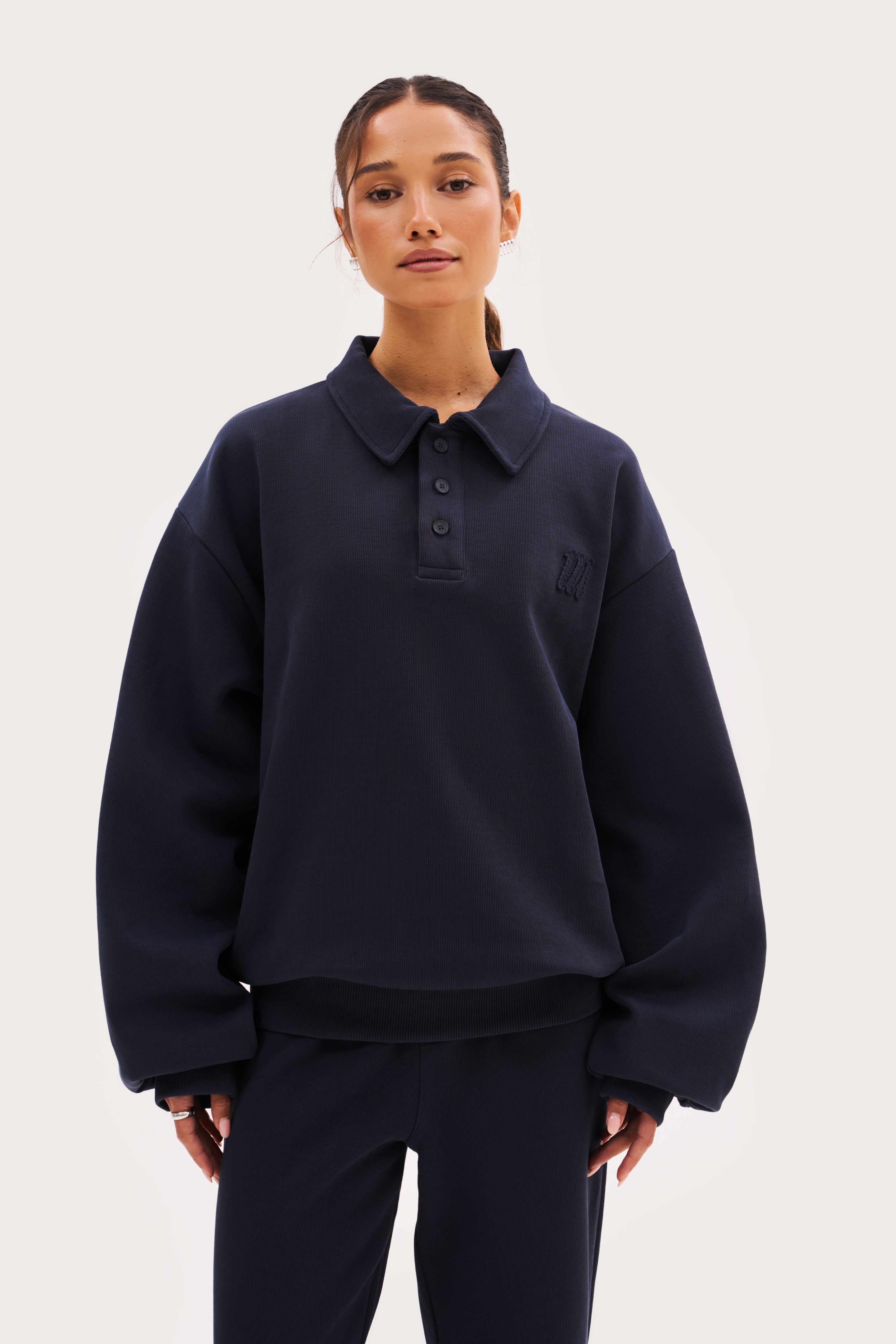 Reworked Daily Errands Collared Sweatshirt - Navy