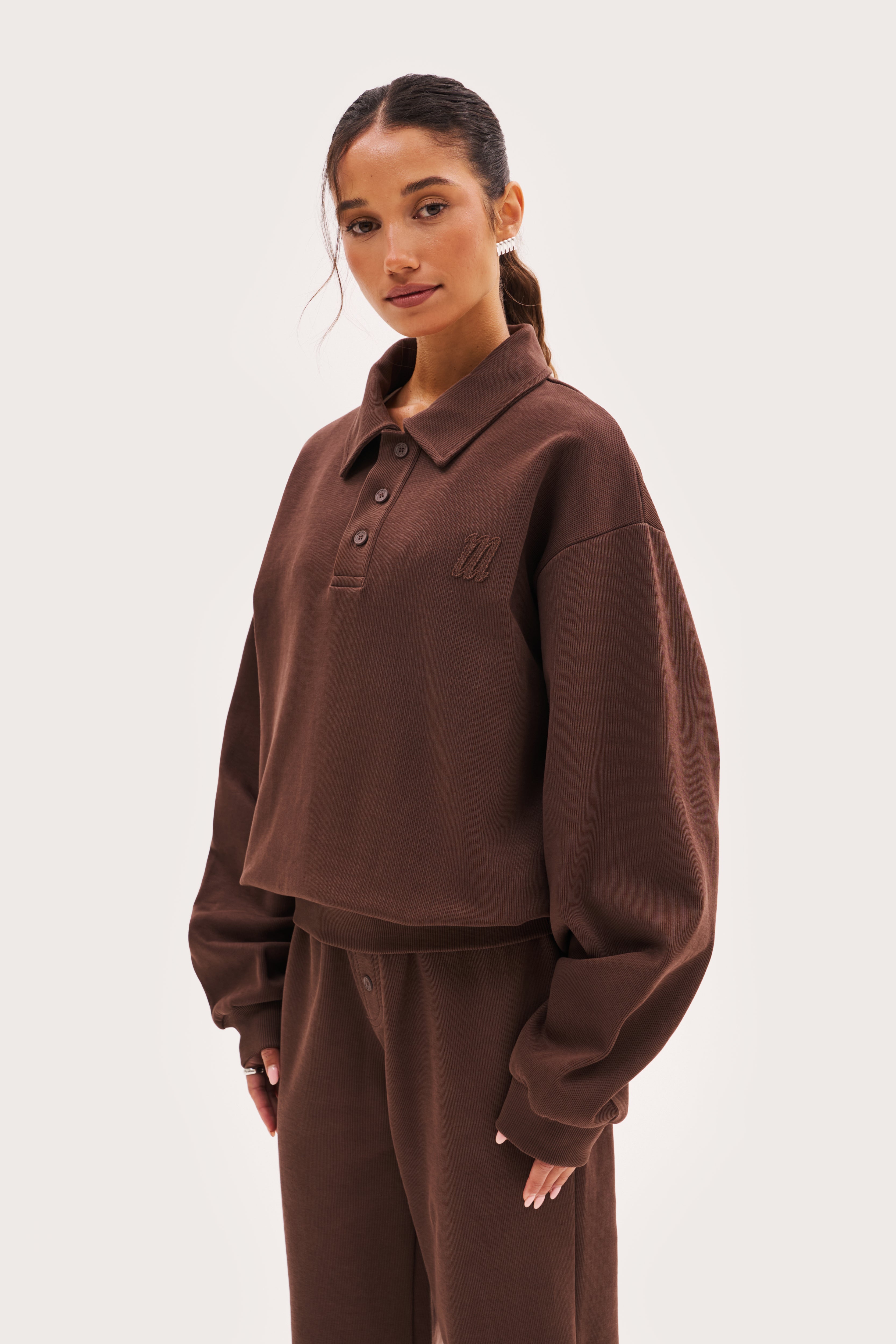 Reworked Daily Errands Collared Sweatshirt - Washed Mocha