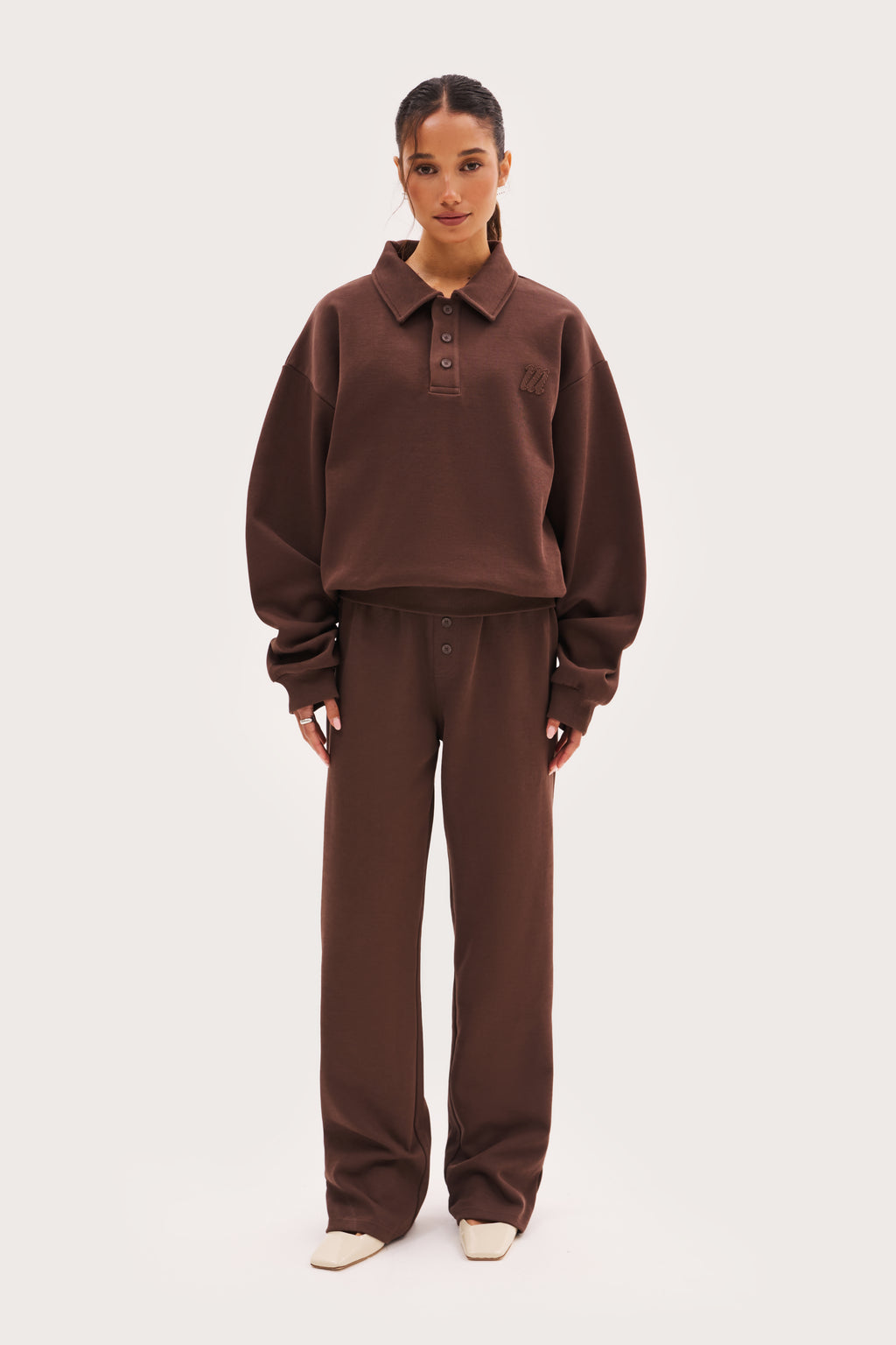 Reworked Daily Errands Collared Sweatshirt - Washed Mocha