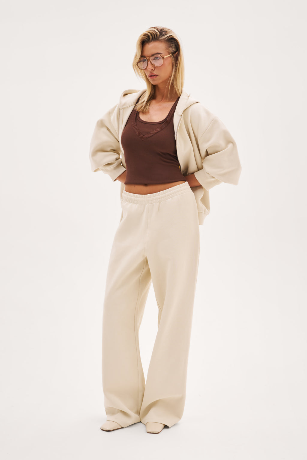 Reworked Daily Errands Wide Leg Joggers - Vintage White