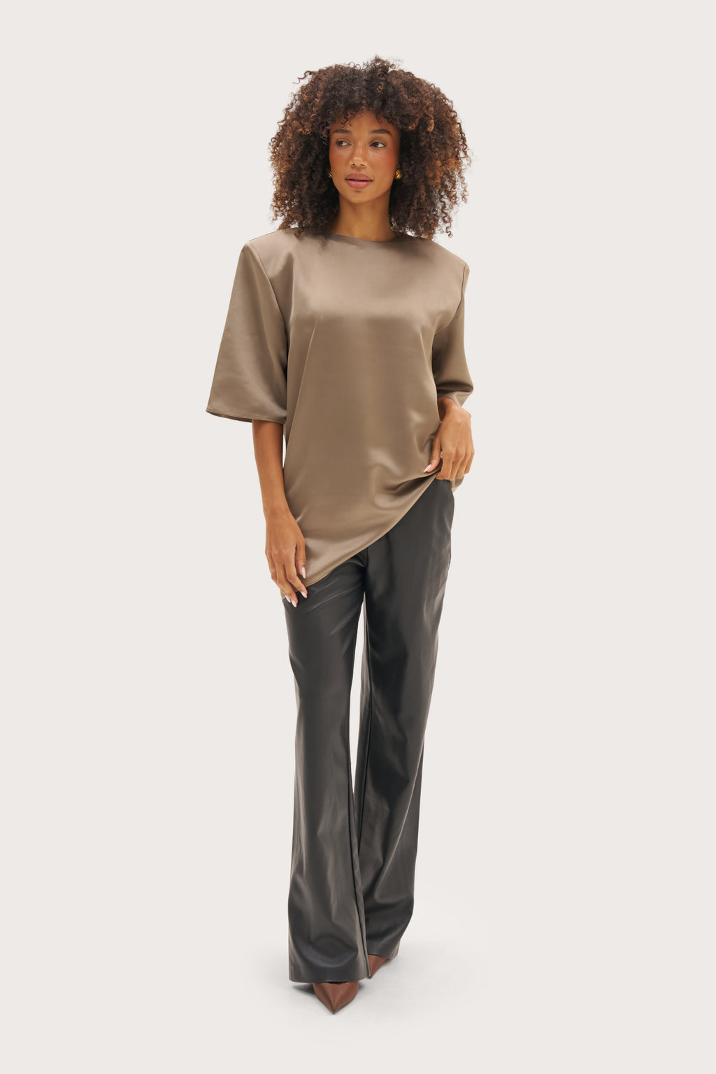 Alira Oversized Asymmetric Top - Taupe