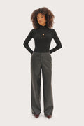 Butter Leather-Effect Trousers - Black