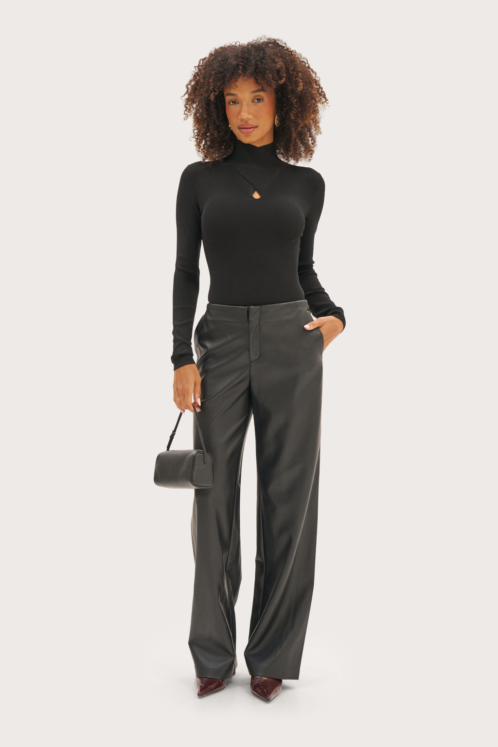 Butter Leather-Effect Trousers - Black