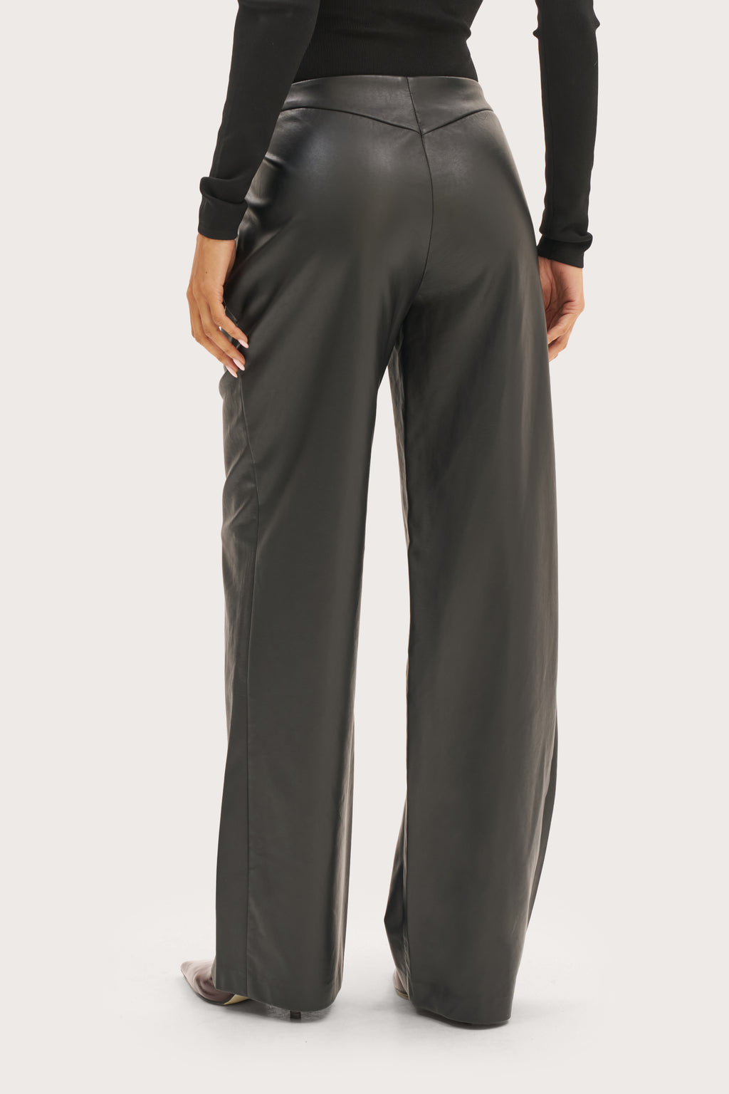 Butter Leather-Effect Trousers - Black